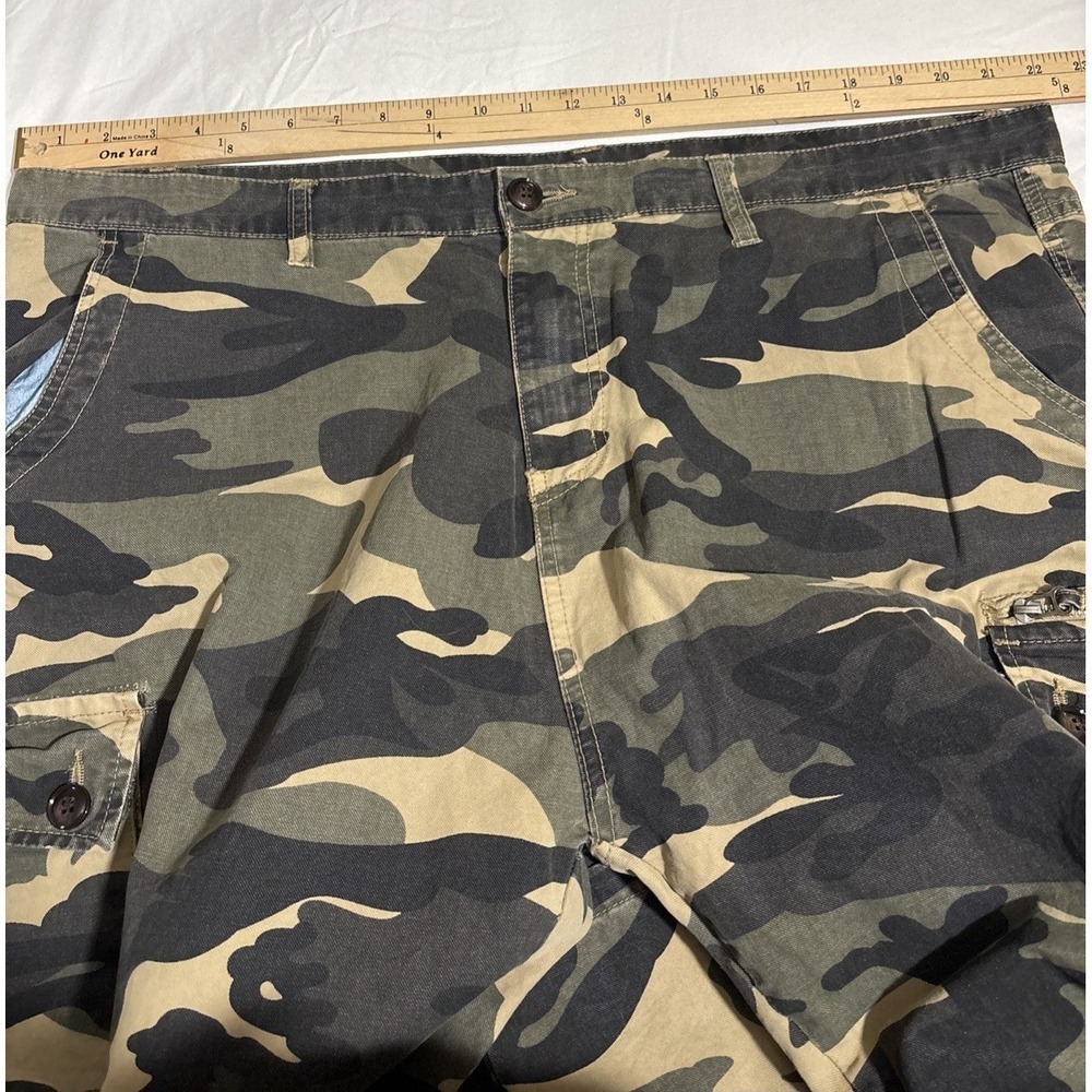 Mens Woodland Camo Cargo Pants Green Brown Tan Utility Multi Pocket Trousers - Picture 13 of 14